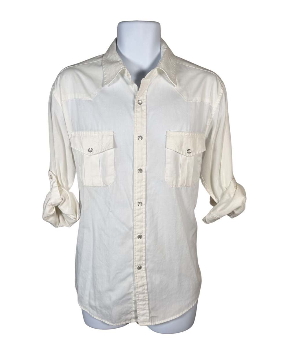 Coevals Club faux pearl button Mens Western Style Long Sleevw white shirt